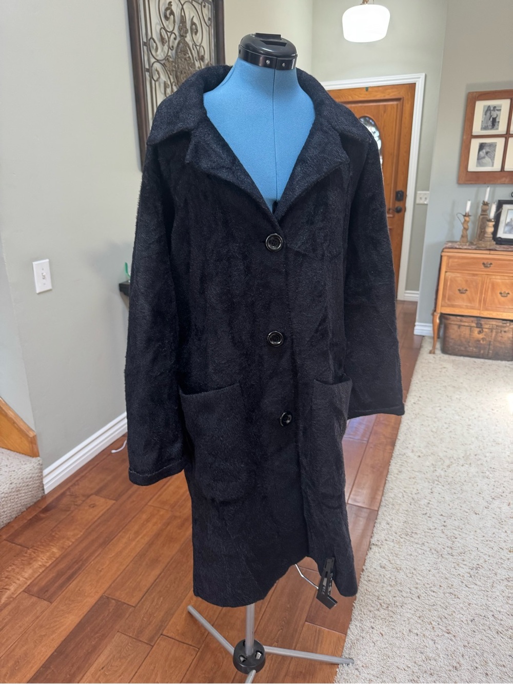 Cyrus Black Button-Front Sweater Coat